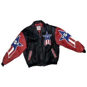 Michael Hoban Vintage Wheremi Leather Bomber Jacket USA Spellout Size L 1991